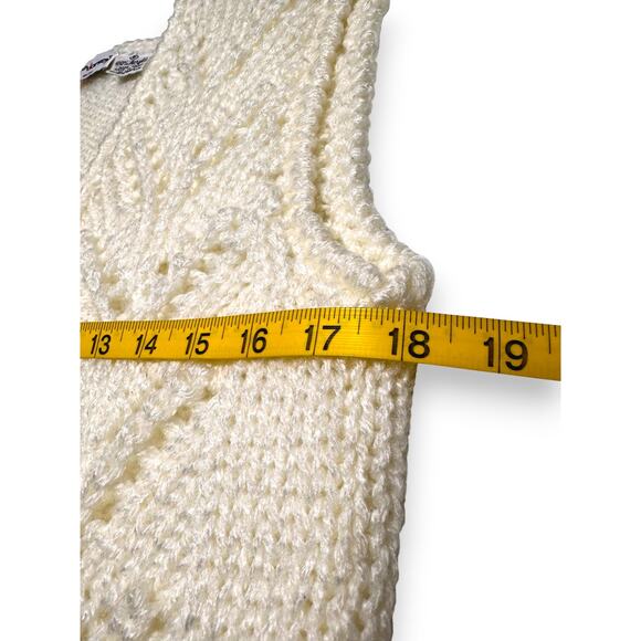 Vintage Nan Dorsey Hand-Knit Cream Vest W/ Pearl Buttons Size Small - Picture 4 of 11